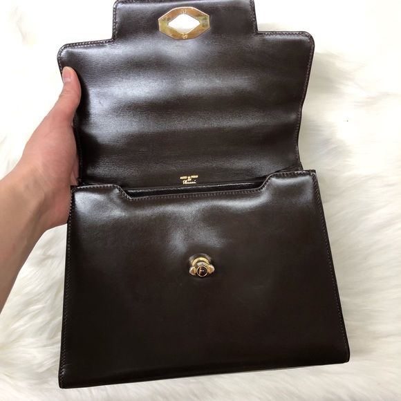 Gucci brown leather box handbag with Opal stone - Picture 7 of 10